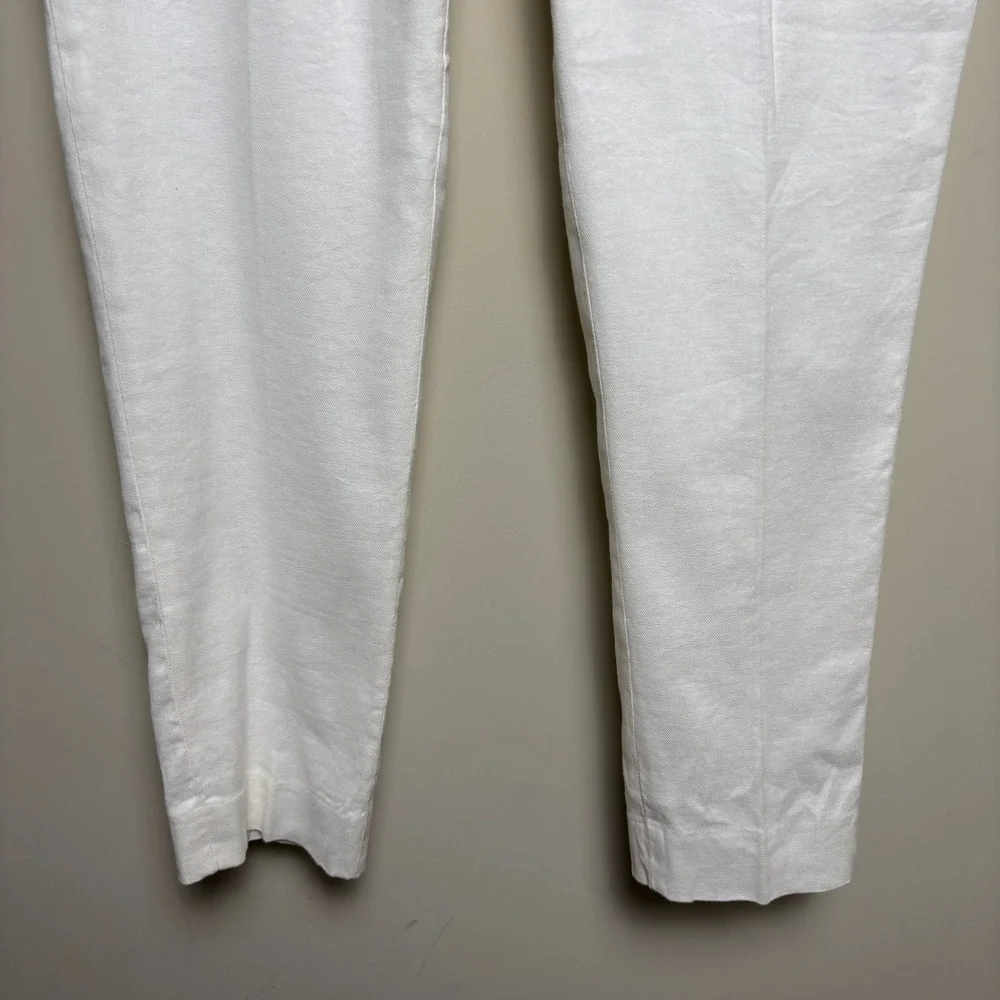 Banana Republic Off White Straight Leg Ankle Cropped Chino Trouser Pants Women 4